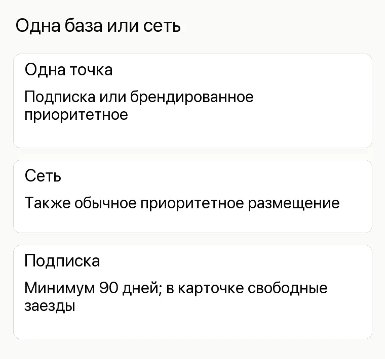 Реклама базы отдыха: Одна база или сеть. Одна точка Подписка или брендированное приоритетное Сеть Также обычное приоритетное размещение Подписка Минимум 90 дней; в карточке свободные заезды