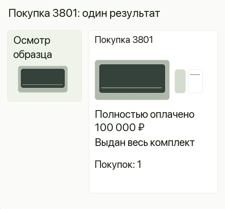 Реклама салона каминов: Покупка 3801: один результат. Полностью оплачено 100 000 ₽ Выдано E50/C1, пульт и паспорт Завершённых покупок 1 Осмотр образца Отдельно, не результат .