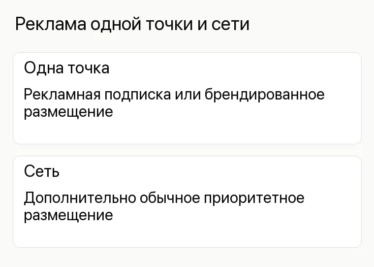 Яндекс Бизнес реклама: какой формат выбрать и как запустить: Реклама одной точки и сети